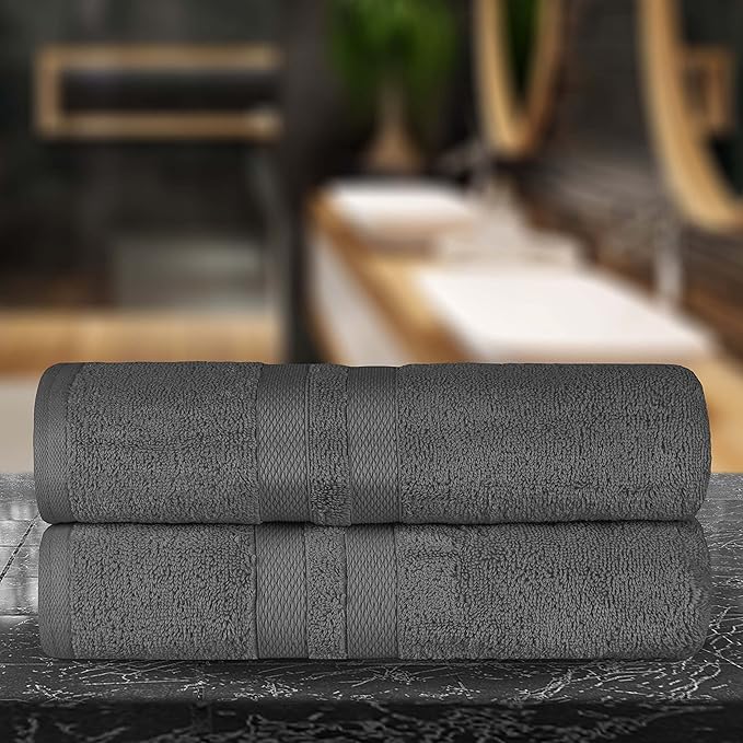 Superior Ultra-Soft 2-Piece Cotton Bath Sheet Set, Perfect for Bathroom Decor, Shower, Spa, Gym, Guest Room, Home Essentials, Daily Use, Soft, Absorbent, Oversized Body Towels - Charcoal