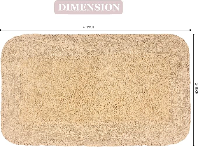 Home Weavers Radiant Collection 100% Cotton Bathroom Rugs Set, Machine Washable Rug, Extra Soft and Absorbent Bath Rug, Kitchen Mat, Bath Mat Set, Bath Floor Mat Non Slip, 24"x40" Rectangle, Linen
