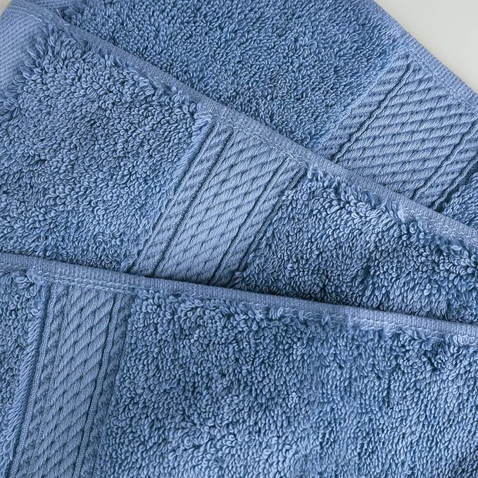 SUPERIOR Egyptian Cotton Pile Plush Bath Sheet, 2 Piece Set, Denim Blue | Highly Absorbent, Ultra Soft Luxury 800 GSM Towel Set for Bathroom, Shower, Hotel Essentials Oversize Plush Madeline Towels