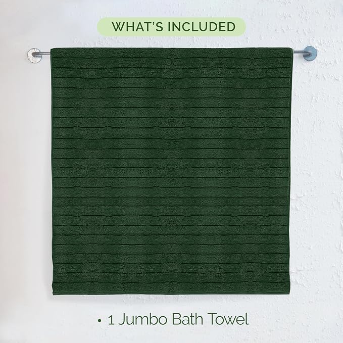 Elegant Comfort 100% Turkish Cotton Corduroy Ribbed Luxury Jumbo Bath Towel Ultra Soft - 35 x 70 Inch - Luxury Spa Premium Hotel Quality Highly Absorbent and Quick Dry Large Bath Towel, Hunter Green