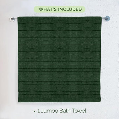 Elegant Comfort 100% Turkish Cotton Corduroy Ribbed Luxury Jumbo Bath Towel Ultra Soft - 35 x 70 Inch - Luxury Spa Premium Hotel Quality Highly Absorbent and Quick Dry Large Bath Towel, Hunter Green