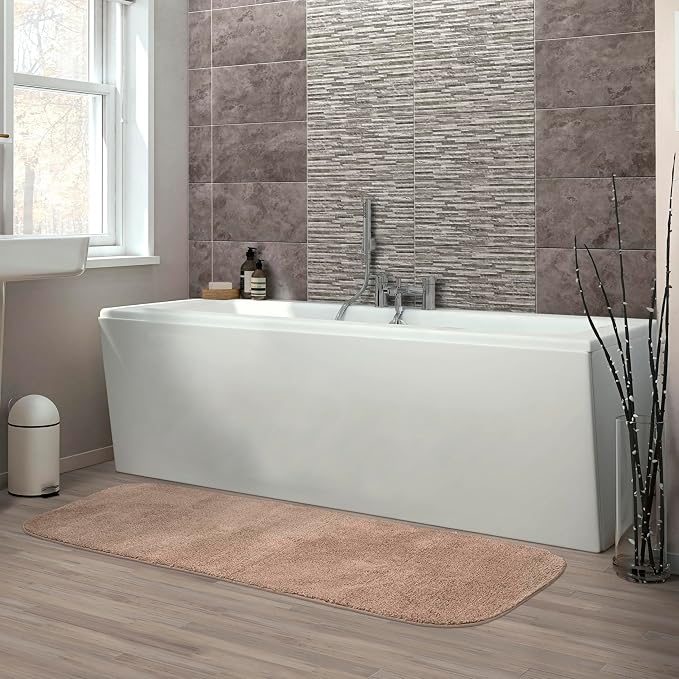Garland Rug Traditional 22 in. x 60 in. Plush Nylon Washable Bath Rug Runner Taupe