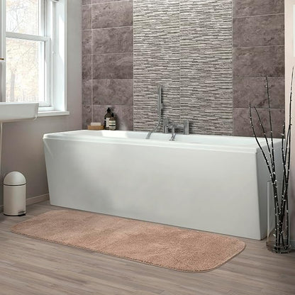Garland Rug Traditional 22 in. x 60 in. Plush Nylon Washable Bath Rug Runner Taupe