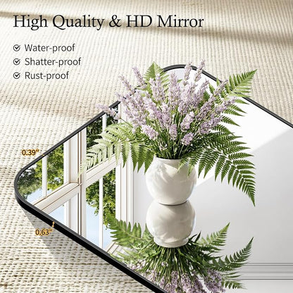 COFENY Bathroom Mirror, 30x60 inch Black Rectangle Wall Mounted Mirror with Thin Frame, Large Bathroom Vanity Mirrors for Over Sink, Entryway, Living Room, Bedroom
