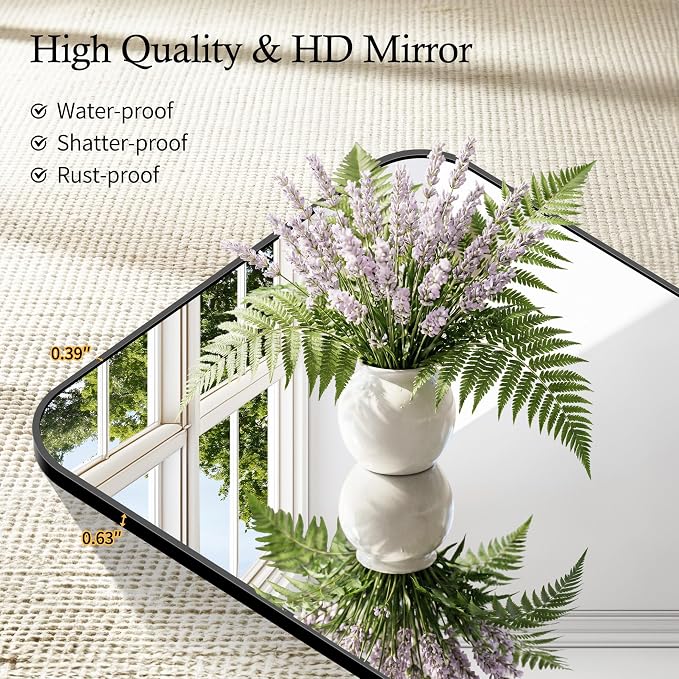 COFENY Bathroom Mirror, 24x24 inch Black Square Wall Mounted Mirror with Thin Frame, Bathroom Vanity Mirrors for Over Sink, Entryway, Living Room, Bedroom