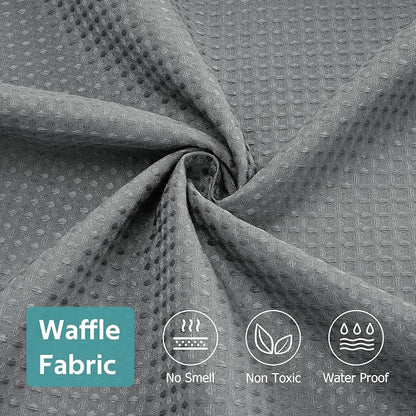 3 in 1 Shower Curtain Set, Waffle Shower Curtain and Liner Set with 6 Double Sided Shower Curtain Hooks, 258GSM Luxury Weighted Cloth Shower Curtain for Shower Stall, 36 W x 72 H, Grey