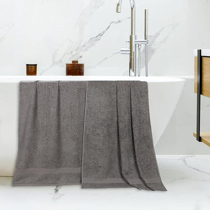 SUPERIOR 2-Piece Cotton Bath Sheet Set, Large Towels for Body, Quick Dry, Bathroom Essentials, Guest/Master Bath, Shower, Home Accessories, Apartment, Airbnb, Franklin Collection, Charcoal