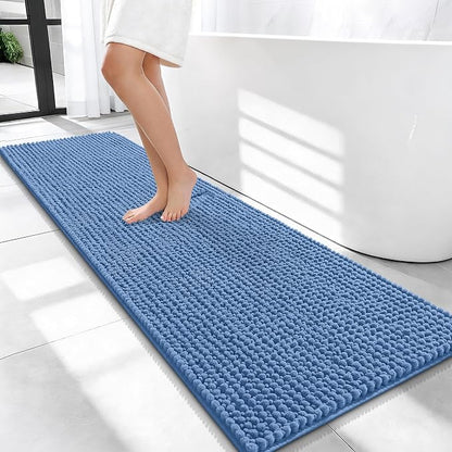OLANLY Thick Chenille Bathroom Runner Rugs Mats 59x20, Cornflower Blue | Soft Absorbent Bath Rugs, Rubber Backing, Machine Wash Dry, Bath Mats for Bathroom, Tub and Shower, Home Decor Accessories