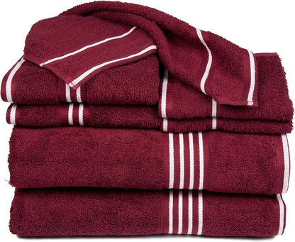 Lavish Home 8PC Bathroom Towels Set - 575GSM 100% Cotton Bathroom Essentials with 2 Bath Towels, 2 Hand Cloths, 2 Wash Cloths, and 2 Fingertip Fabric for Shower, Gym, Dorm and Spa (Burgundy)