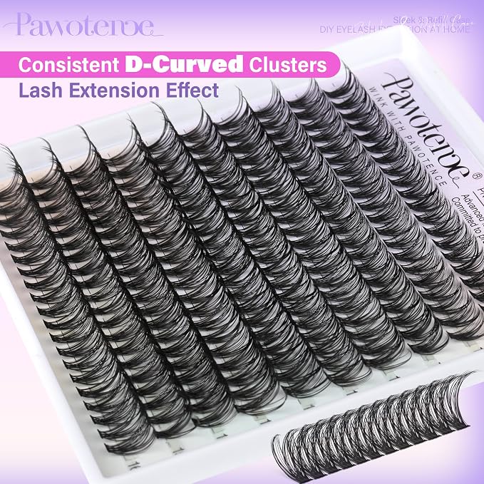 Lash Clusters 200pcs Individual Lashes 30D Cluster Eyelash Extensions 11-16mm Eyelash Clusters Lash Extensions for Self Application (30D, 0.07D, 11-16mm Refill)