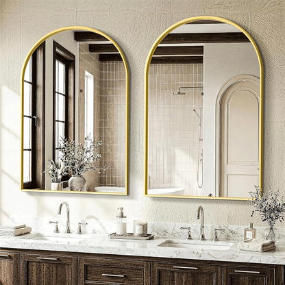 AMOISE Arched Bathroom Mirror for wall, 2 Pack 36"x24" Vanity Mirror, Gold | Metal Frame, HD Glass, Over Sink Mirror for Bathroom, Entryway, Living Room & Bedroom