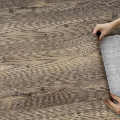 Lareko Wood Look Vinyl Flooring Roll,11.8"X197",Peel & Stick Floor Tile | Covers 16 Sq.Ft, Brown Walnut Self-Adhesive Floor Sheet ,Waterproof,Removable,Wide Plank DIY For renters and Home Decor