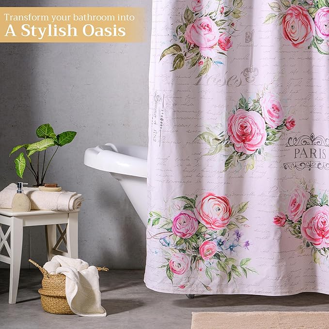 Maison d' Hermine Shower Curtain 100% Cotton One Panel 70"x72" Washable Fabric Shower Curtains for Bathroom, Easy Hanging with 12 Button Holes - Home Hotel Spa Easter Gifts (Champ De Mars)