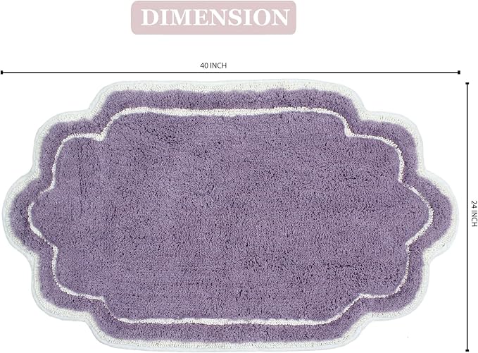Home Weavers Allure Collection 100% Cotton Tufted Bathroom Rug, Soft and Absorbent Bath Rugs, Non-Slip Bath Carpet, Machine Wash Dry Bath Mats for Bathroom Floor, 24"x40" Bath Rug, Purple