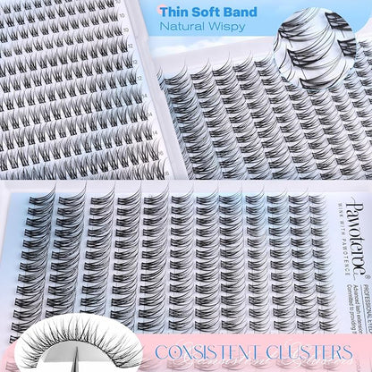 Lash Clusters Kit Wispy Lash Extension Kit Natural 180pcs Cluster Eyelash Extensions Kit Individual Lashes 8-16mm Eyelash Clusters Kit with Lash Cluster Bond Seal and Lash Tweezers