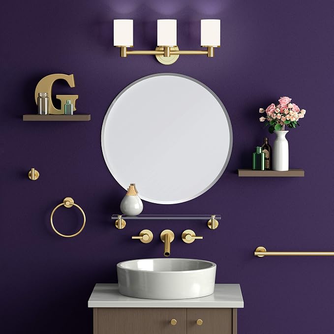 Gatco 4232 Latitude II Towel Ring, | Modern Hand Towel Holder for Bathroom | Stylish Decorative Hardware, Heavy Duty Metal, EZ Ancor Mounting | Brushed Brass