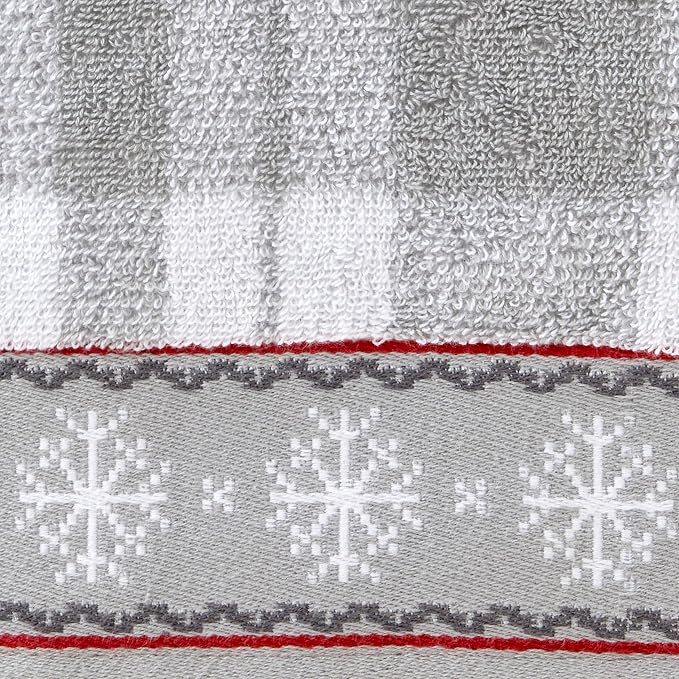 SKL Home Christmas/Winter Whistler Plaid Bath Towel, 100% Cotton, Gray | 500 GSM. Soft & absorbent plaid jacquard. Great for holiday gifting.