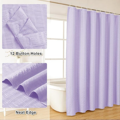 Aiyufeng Light Purple Shower Curtain for Bathroom, Embossed Textured Fabric Shower Curtain for Bathroom - Soft Cloth & Hotel Spa, Machine Washable, 72X96,Light Purple