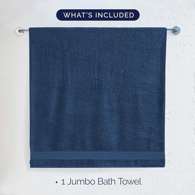 Elegant Comfort Premium Turkish Cotton 1 Piece Jumbo Bath Towel - 35 x 70 inch, Luxurious Hotel Spa Quality 100% Turkish Cotton Large Bath Towel - Highly Absorbent - Soft Bathroom Towel, Navy Blue