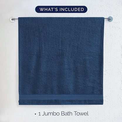 Elegant Comfort Premium Turkish Cotton 1 Piece Jumbo Bath Towel - 35 x 70 inch, Luxurious Hotel Spa Quality 100% Turkish Cotton Large Bath Towel - Highly Absorbent - Soft Bathroom Towel, Navy Blue