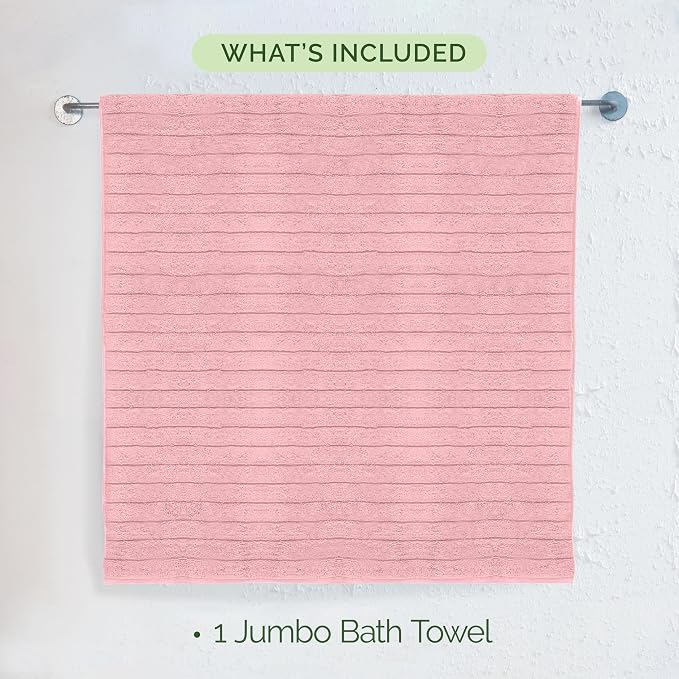 Elegant Comfort 100% Turkish Cotton Corduroy Ribbed Luxury Jumbo Bath Towel Ultra Soft - 35 x 70 Inch - Luxury Spa Premium Hotel Quality Highly Absorbent and Quick Dry Large Bath Towel, Dusty Rose