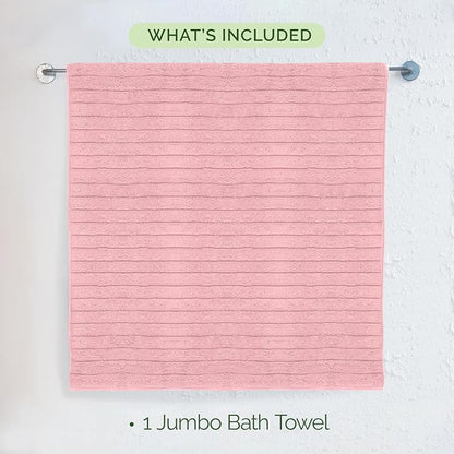 Elegant Comfort 100% Turkish Cotton Corduroy Ribbed Luxury Jumbo Bath Towel Ultra Soft - 35 x 70 Inch - Luxury Spa Premium Hotel Quality Highly Absorbent and Quick Dry Large Bath Towel, Dusty Rose