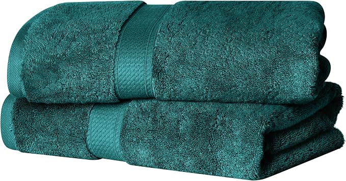 SUPERIOR Egyptian Cotton Plush & Absorbent, Bath Towel Set of 2, Teal | Quick Dry, Soft Luxury Towel Set, Bath Essentials for Bathroom, Guest Bath, Spa, 2 Piece Bath, Madeline Towels