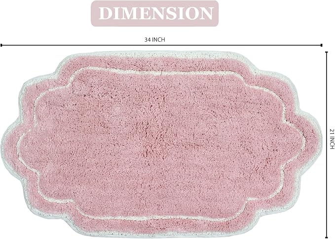 Home Weavers Allure Collection 100% Cotton Tufted Bathroom Rug, Soft and Absorbent Bath Rugs, Non-Slip Bath Carpet, Machine Wash Dry Bath Mats for Bathroom Floor, 21"x34" Bath Rug, Pink
