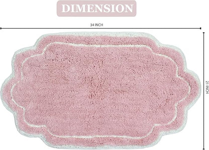 Home Weavers Allure Collection 100% Cotton Tufted Bathroom Rug, Soft and Absorbent Bath Rugs, Non-Slip Bath Carpet, Machine Wash Dry Bath Mats for Bathroom Floor, 21"x34" Bath Rug, Pink