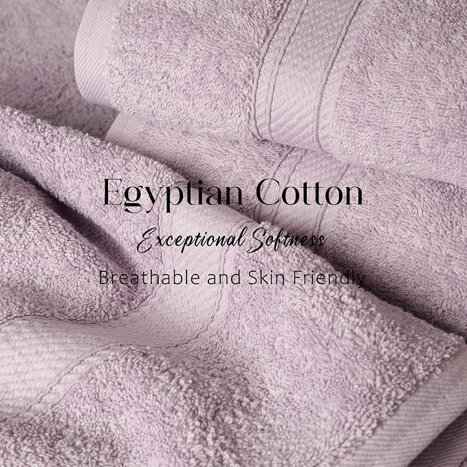 SUPERIOR Egyptian Cotton Ultra Plush & Absorbent, 3 Piece Set, Purple | Quick Dry, Soft Luxury Towel Set, Bath Essentials, Guest Bath, Spa, 1 Bath, 1 Hand, 1 Face Towels, Madeline Towels