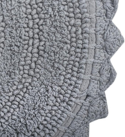 DII Crochet Collection Reversible Bath Mat, Large Oval, 21x34, Gray