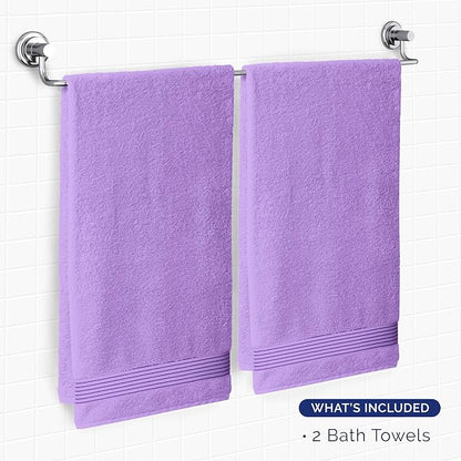 Elegant Comfort Premium Turkish Cotton 2 Pack Bath Towel Set - 27 x 54 inch, Luxurious Hotel Spa Quality 100% Turkish Cotton 2PC Bath Towel Set - Highly Absorbent - Soft Bathroom Towels, Lilac