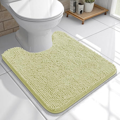 OLANLY Toilet Rugs U-Shaped 20x20, Soft Absorbent Chenille Contour Rugs | Vanilla, Quick-Drying Rubber Backing, Machine Washable Non-Slip Shaggy Bathroom Mat for Toilet, Home Decor Accessories