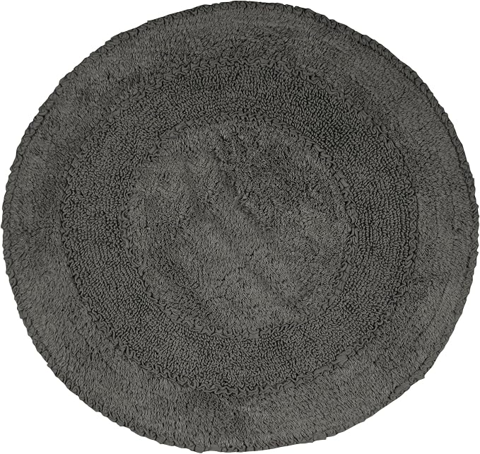 Home Weavers Radiant Collection 100% Cotton Bathroom Rugs Set, Bathroom Décor, Washable Rug, Extra Soft and Absorbent Bath Rug, Kitchen Mat, Bath Mat Set, Bath Floor Mat Non Slip, 30" Round, Gray