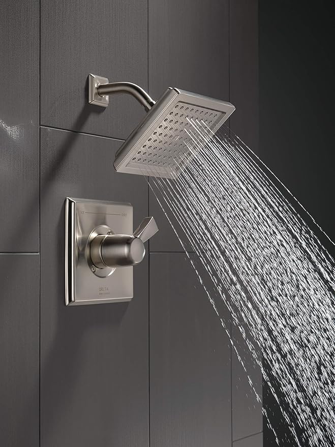 Delta Faucet Dryden 14 Series Single-Function Shower Trim Kit with Single-Spray Touch-Clean Shower Head, Stainless, 2.0 GPM Water Flow, T14251-SS-WE (Valve Not Included)