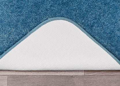 Garland Rug Traditional Nylon Washable Basin Blue 4 Piece Set - Lid, Contour, 2 Bath Rugs - Soft, Absorbent, and Stylish for Your Bathroom
