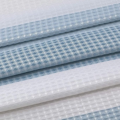 Dainty Home Waffle Weave Waterproof Shower Curtains for Bathroom, Blue 70 icnhes, Extra Long Shower Curtain, Waterproof Fabric 12 Roller Ball Hooks