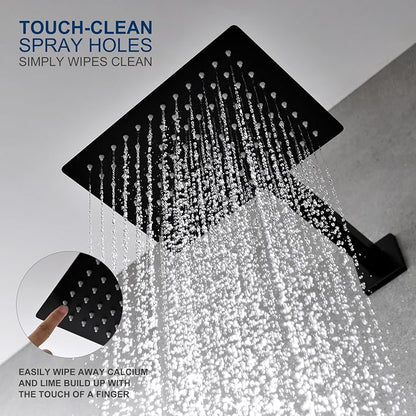 KENES Matte Black Shower Faucet Set, Square Shower Head and Handle Set | Shower Faucet with 10-Inch Rain Shower Head, Square Shower System, Valve Included, Lead-Free cUPC & NSF Certified, Stainless