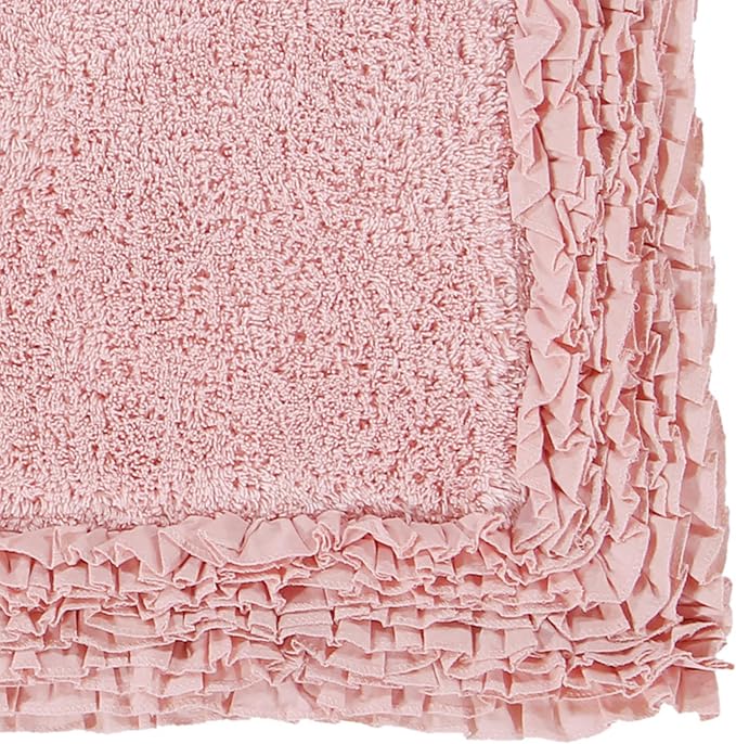 Better Trends Bathmat 100% Cotton Non-Slip Washable Rug Soft Tufted 24" x 40" Bath Mat Water Absorbent for Bathroom Floor Decor, Tub, Bedroom Kitchen Rugs Pink Shaggy Border Collection