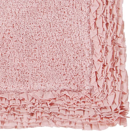 Better Trends Bathmat 100% Cotton Non-Slip Washable Rug Soft Tufted 24" x 40" Bath Mat Water Absorbent for Bathroom Floor Decor, Tub, Bedroom Kitchen Rugs Pink Shaggy Border Collection