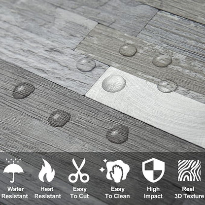 DICOFUN Peel and Stick Backsplash Wall Tiles, 1 Sheet Distressed Wood PVC Kitchen Backsplash Peel and Stick