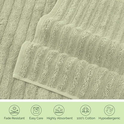 Elegant Comfort 100% Turkish Cotton Corduroy Ribbed Luxury Jumbo Bath Towel Ultra Soft - 35 x 70 Inch - Luxury Spa Premium Hotel Quality Highly Absorbent and Quick Dry Large Bath Towel, Mint Green