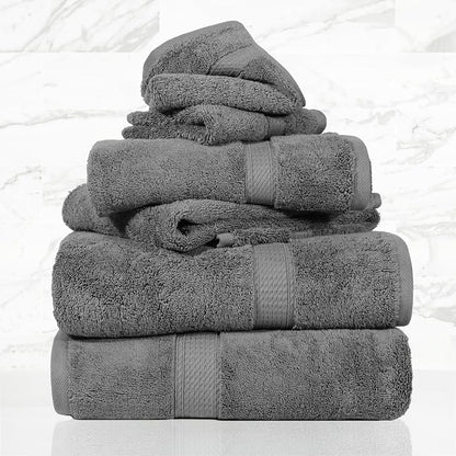 SUPERIOR Egyptian Cotton Ultra Plush & Absorbent, 6 Piece Set, Charcoal | Quick Dry, Soft Luxury Towel Set, Bath Essentials, Guest Bath, Spa, 2 Bath, 2 Hand, 2 Face Towels, Madeline Towels