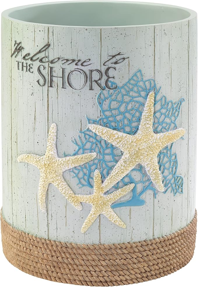Avanti Linens - Waste Basket, Decorative Trash Can, Coastal Inspired Bathroom Decor (Beachcomber Collection)