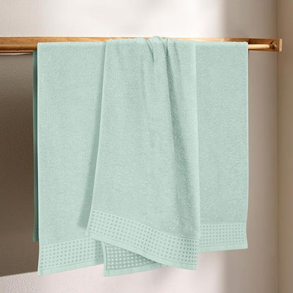 GLAMBURG Ultra Soft 4 Pack Oversized Bath Towel Set 27x54 inches, 100% Cotton Bath Towels, Highly Absorbant Compact Quickdry & Lightweight Towel, Ideal for Gym Travel Camp Pool - Sea Green