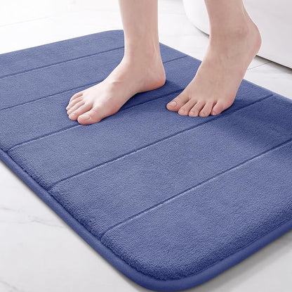 Yimobra Memory Foam Bath Mat, Super Soft Absorbent Bathroom Rug Non Slip, Quick Dry, Machine Washable Floor Carpet for Tub Shower, Home Decor Accessories, 24x17, Navy Blue