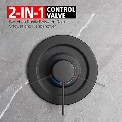 sumerain Matte Black Concealed Shower Faucet Set, Rain Shower System with 10 Inch Shower Head,Shower Fixtures with Handheld Spray Included Valve and Trim Kit