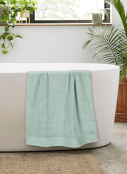 GLAMBURG 100% Cotton 2 Pack Oversized Bath Towel Set 28x55 Inches, Ultra Soft Highly Absorbant Compact Quickdry & Lightweight Large Bath Towels, Ideal for Gym Travel Camp Pool - Sea Green