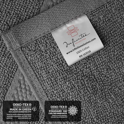 Infinitee Xclusives 100% Cotton Luxury Wash Cloths for Showering - 12 Pack | Washcloths [13x13] - Soft and Absorbent Face Towels for Bathroom Wash Clothes - Gym, Spa & Hotel Use