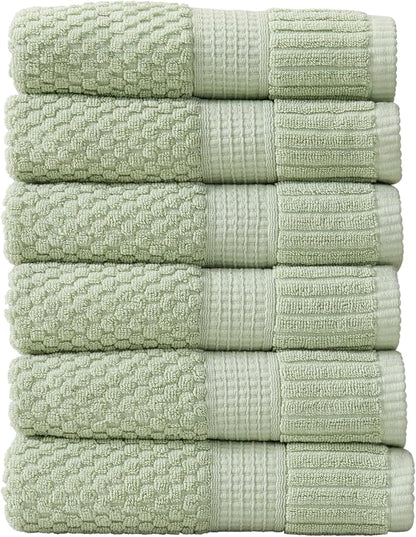 6 Pack 100% Cotton Hand Towels | Sage Towels | Oeko‑TEX Standard 100 | Soft & Absorbent, Quick‑Dry | Trinity Collection - Sage Green